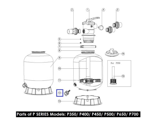 Дренажний клапан для фільтрів Emaux серії MFV, MFS, P, SP (89011601)