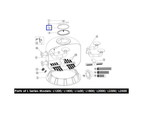 Резиновая прокладка для крышки фильтра Emaux серии L1200-1800 02011155