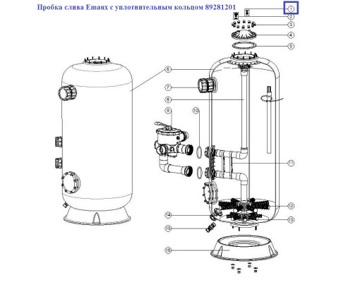 Пробка слива Emaux с уплотнительным кольцом 89281201