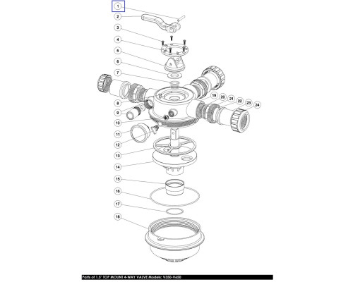 Скоба ручки Emaux 1.5" для верхнего 4-поз. клапана V350-V650 (3018009)