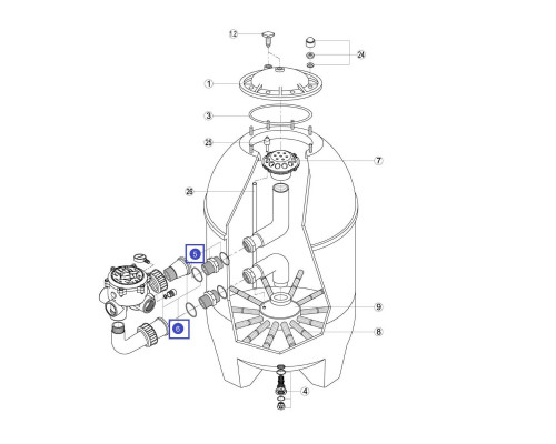 Комплект соединений 6-ти поз. вентиля 1 1/2" R060 EC.A/ RFD0130.00R