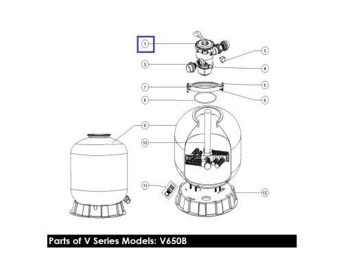 Кран шестиходовой Emaux MPV02 (2'') верхний