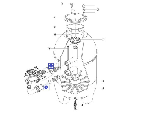 Комплект соединений 6-ти поз. вентиля 2" R061EC.A/ RFD0131.00R