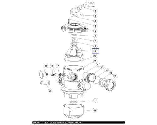 Ротор клапана Emaux 1.5"с прокладкой Spider 89280701