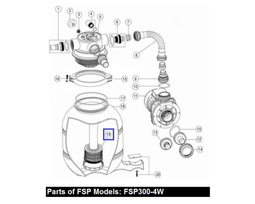 Дюзовая коробка с трубой для фильтров Emaux FSP300 (89030205)