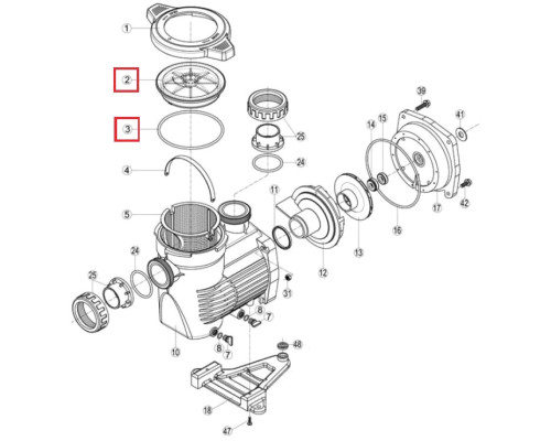 Крышка префильтра с уплотнительным кольцом для насосов Hayward K-FLO (RPUM0002.10R)
