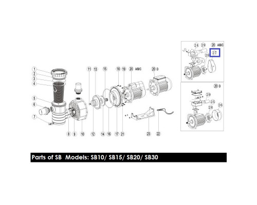 Крышка вентилятора насоса Emaux SB/SR20/30 (1031008)