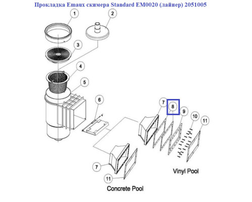 Прокладка Emaux фланца скимера EM0020 (лайнер) Wide 2051005