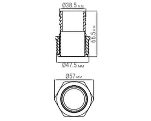 Соединитель шланга Emaux 91609010 с гайкой, с наружной резьбой (38 мм х1.5")