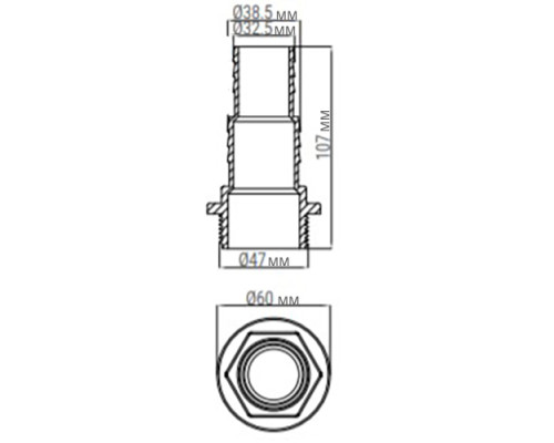 Соединитель шланга Emaux 91609011 с наружной резьбой (32/38 мм х1.5")