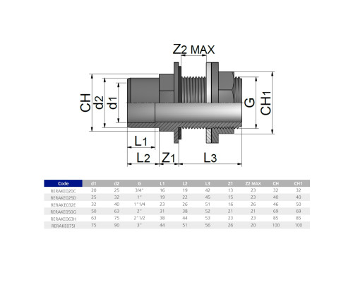 Танк-адаптер ПВХ Effast RERAKE025D, d25x32x1"