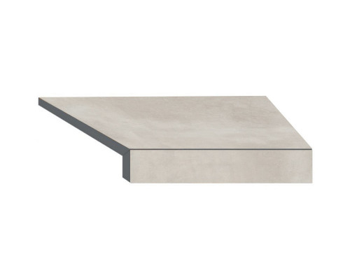 Угловой Г-образный элемент бортовой плитки Aquaviva Patio Soft Grey, 600x345x50(20) мм (правый/45°)