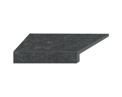 Угловой Г-образный элемент бортовой плитки Aquaviva Stellar Dark Grey, 600x345x50(20) мм (левый/45°)