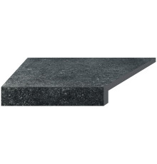 Угловой Г-образный элемент бортовой плитки Aquaviva Granito Black, 595x345x50(20) мм (левый/45°)