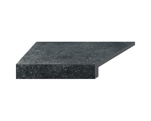 Угловой Г-образный элемент бортовой плитки Aquaviva Granito Black, 595x345x50(20) мм (левый/45°)