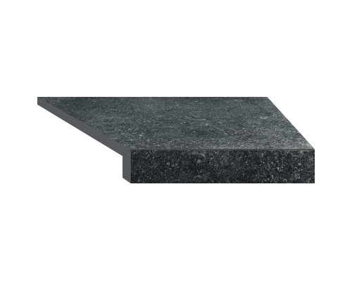 Угловой Г-образный элемент бортовой плитки Aquaviva Granito Black, 595x345x50(20) мм (правый/45°)
