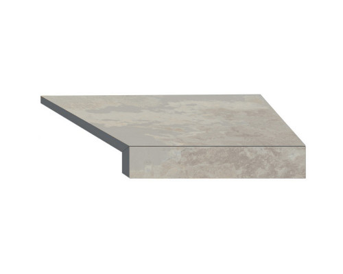 Угловой Г-образный элемент бортовой плитки Aquaviva Loft Sand, 600x345x50(20) мм (правый/45°)