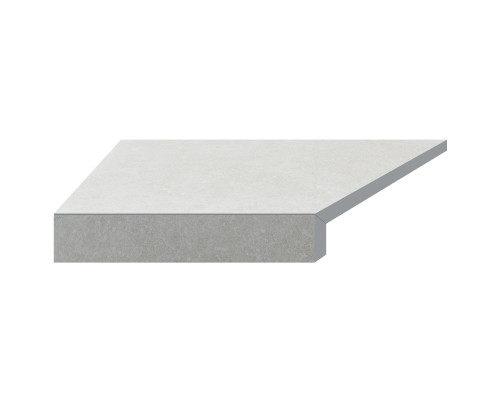 Угловой Г-образный элемент бортовой плитки Aquaviva Granito Light Gray, 595x345x50(20) мм (левый/45°)