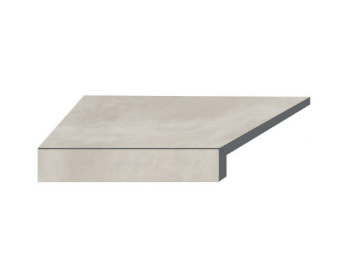 Угловой Г-образный элемент бортовой плитки Aquaviva Patio Soft Grey, 600x345x50(20) мм (левый/45°)