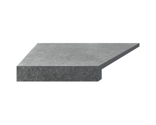 Угловой Г-образный элемент бортовой плитки Aquaviva Granito Gray, 595x345x50(20) мм (левый/45°)