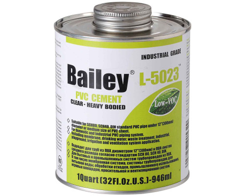 Клей для труб ПВХ Bailey L-5023 946мл (для великих діаметрів труб ПВХ)