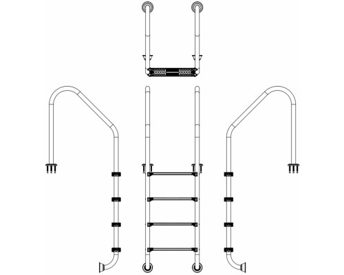 Лестница для бассейна Emaux Standard SLF415-SR (4 ступени), AISI-304