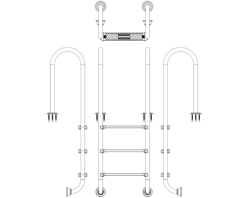 Лестница для бассейна Emaux Muro MUF315-SR (3 ступени), AISI-304