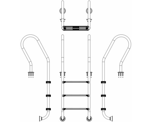 Лестница для бассейна Emaux Mixta SFF315-SR (3 ступени), AISI-304