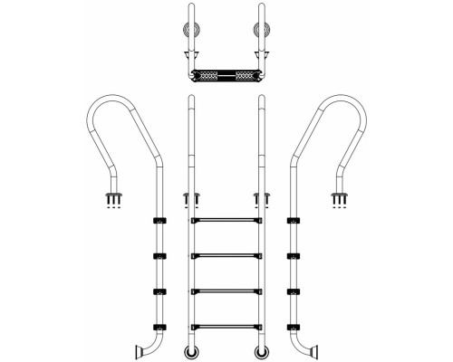 Лестница для бассейна Emaux Mixta SFF415-SR (4 ступени), AISI-304