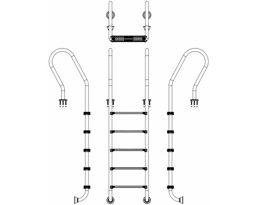 Лестница для бассейна Emaux Mixta SFF515-SR (5 ступеней), AISI-304
