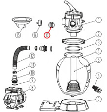 Заглушка с уплотнительным кольцом G1-1/2'' для фильтрационной установки Aquaviva Lagoon, (201005344)