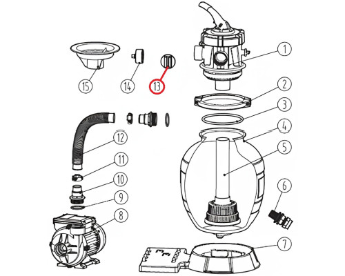 Заглушка с уплотнительным кольцом G1-1/2'' для фильтрационной установки Aquaviva Lagoon, (201005344)