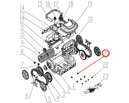 Заднее тормозное колесо к пылесосу Wybotics WY200, (Bottom obstacle wheel №21)