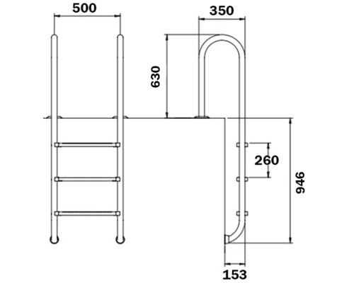 Лестница для бассейна Flexinox Muro Electropolished (3 ступени), AISI-316L