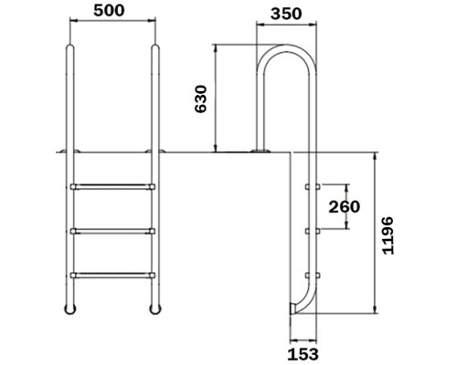 Лестница для бассейна Flexinox Muro Electropolished (4 ступени), AISI-316L