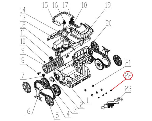 Ось переднего колеса к пылесосу Wybotics WY200 (No 22 S.3172.04.035)