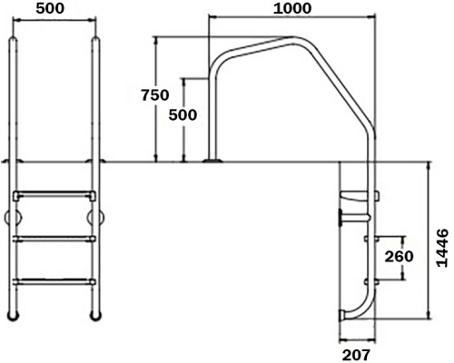 Лестница для бассейна Flexinox Overflow Special (5 ступеней), AISI-316L