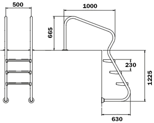 Лестница для бассейна Flexinox Easy Access Electropolished (4 ступени), AISI-316L