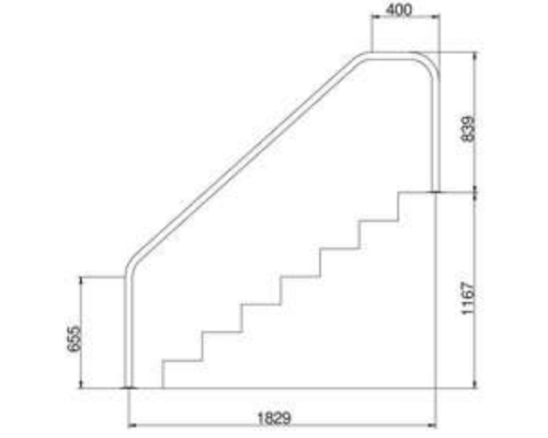 Поручень Flexinox 87162361 для римской лестницы FX-06 (1829 мм, фланец, AISI-316L)