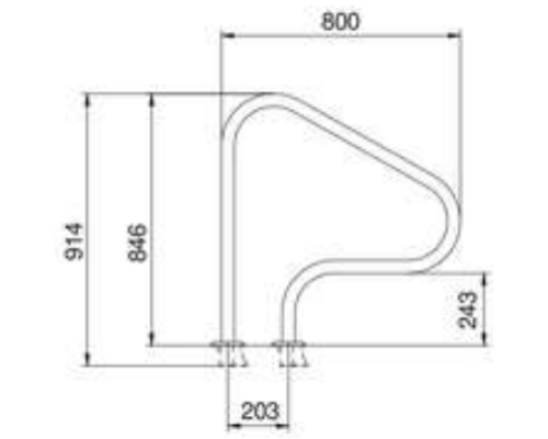 Поручень Flexinox 87164018 для римской лестницы FX-04 (800 мм, анкер, AISI-316L)