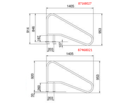 Поручень Flexinox 87168027 для римской лестницы FX-02 (1405 мм, анкер, AISI-316L)