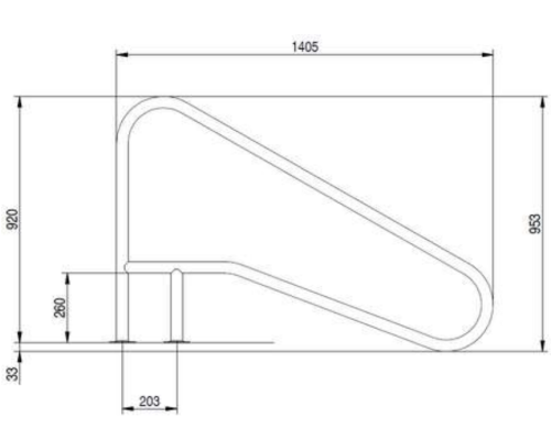 Поручень Flexinox 87188154 для римской лестницы FX-02 Nero (1405 мм, фланец, AISI-316L)