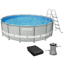Каркасный бассейн Intex 26756 Premium (610х132 см) с картиджным фильтром, лестницей, подложкой и тентом