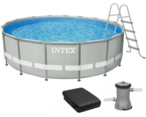 Каркасный бассейн Intex 26756 Premium (610х132 см) с картиджным фильтром, лестницей, подложкой и тентом