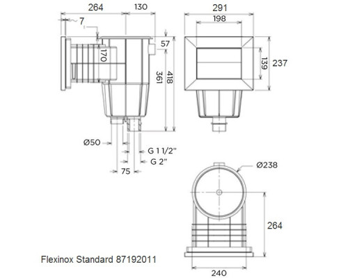 Закладні для басейну Скіммер Flexinox Standard 87192011, під бетон