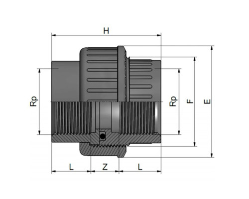 Муфта ПВХ Effast RERBOE025C разборная с внутренней резьбой, 3/4"