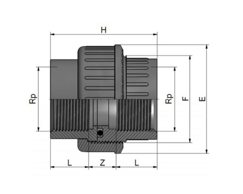 Муфта ПВХ Effast RERBOE020B разборная с внутренней резьбой, 1/2"