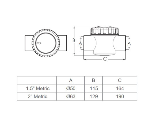 Обратный клапан Emaux V40-1 (E) 50 мм.
