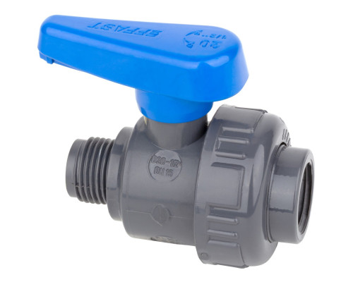 Кран шаровый ПВХ Effast d1/2" ВР-НР, с наружной резьбой
